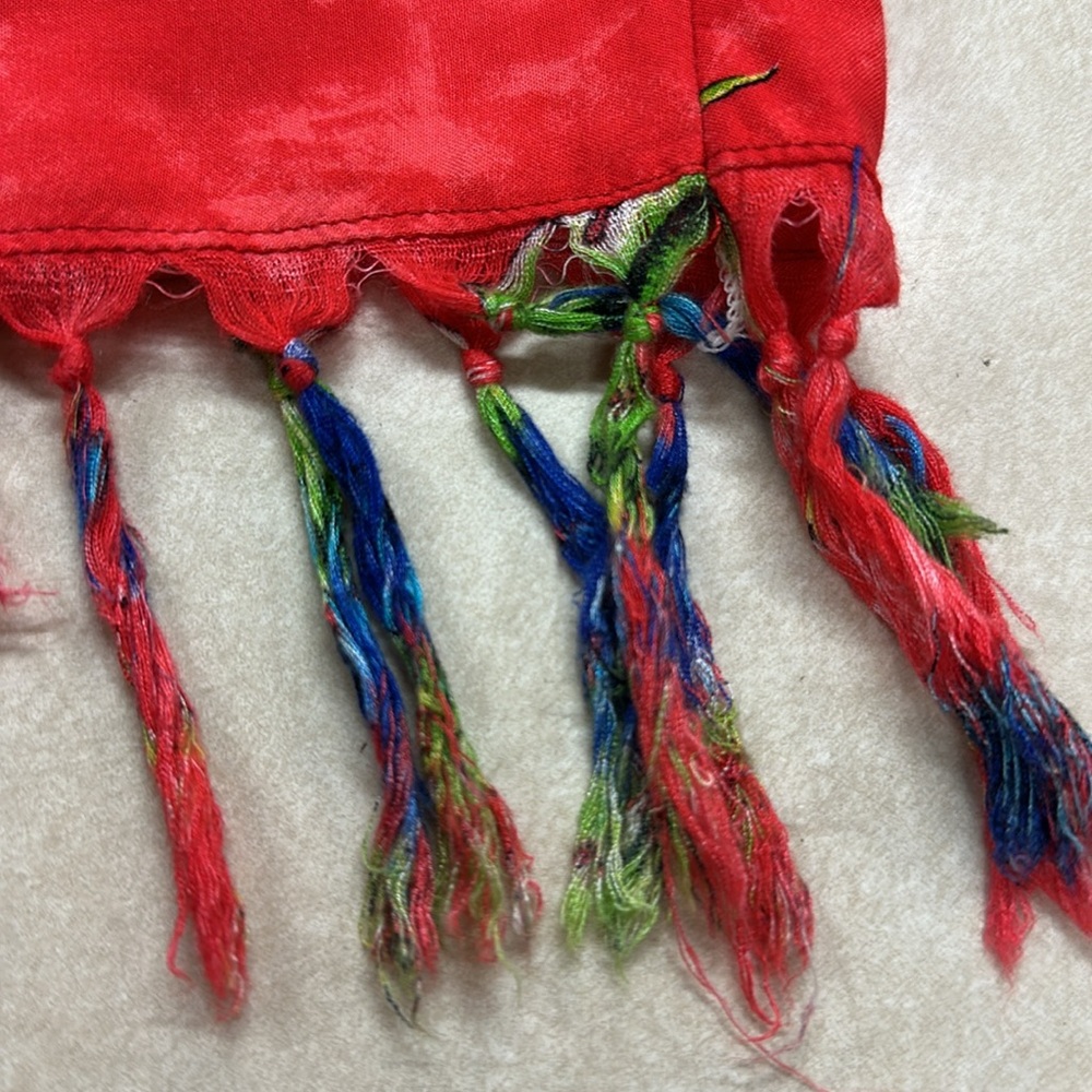 In Gear Red Blue Hawaiian Cover Up Beach Tropical Parrot Shift Dress Medium - Picture 6 of 7
